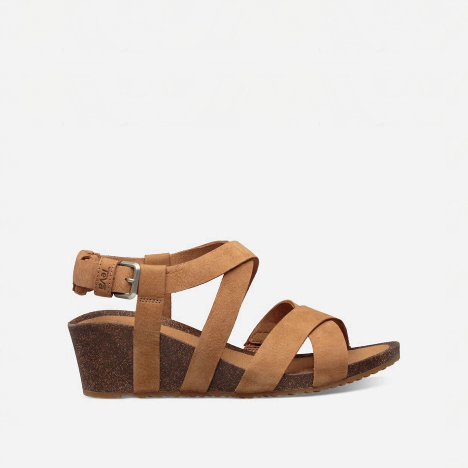 Sandalias Cuña Teva Mahonia Cross Strap Marrones | 8793906